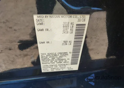 2019 Nissan Altima 2.5 Sv from USA, damaged, VIN 1N4BL4DW1KN300681